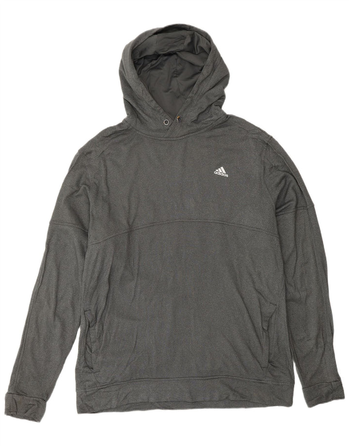 ADIDAS Herren Climawarm Hoodie Pullover XL Grau geflecktes Polyester