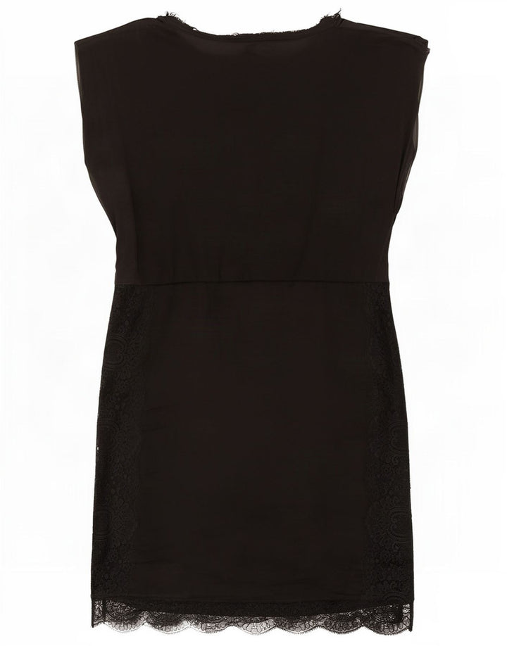 Zara Damen Ärmelloses Basic-Kleid UK 14 Mittelschwarzes Polyester