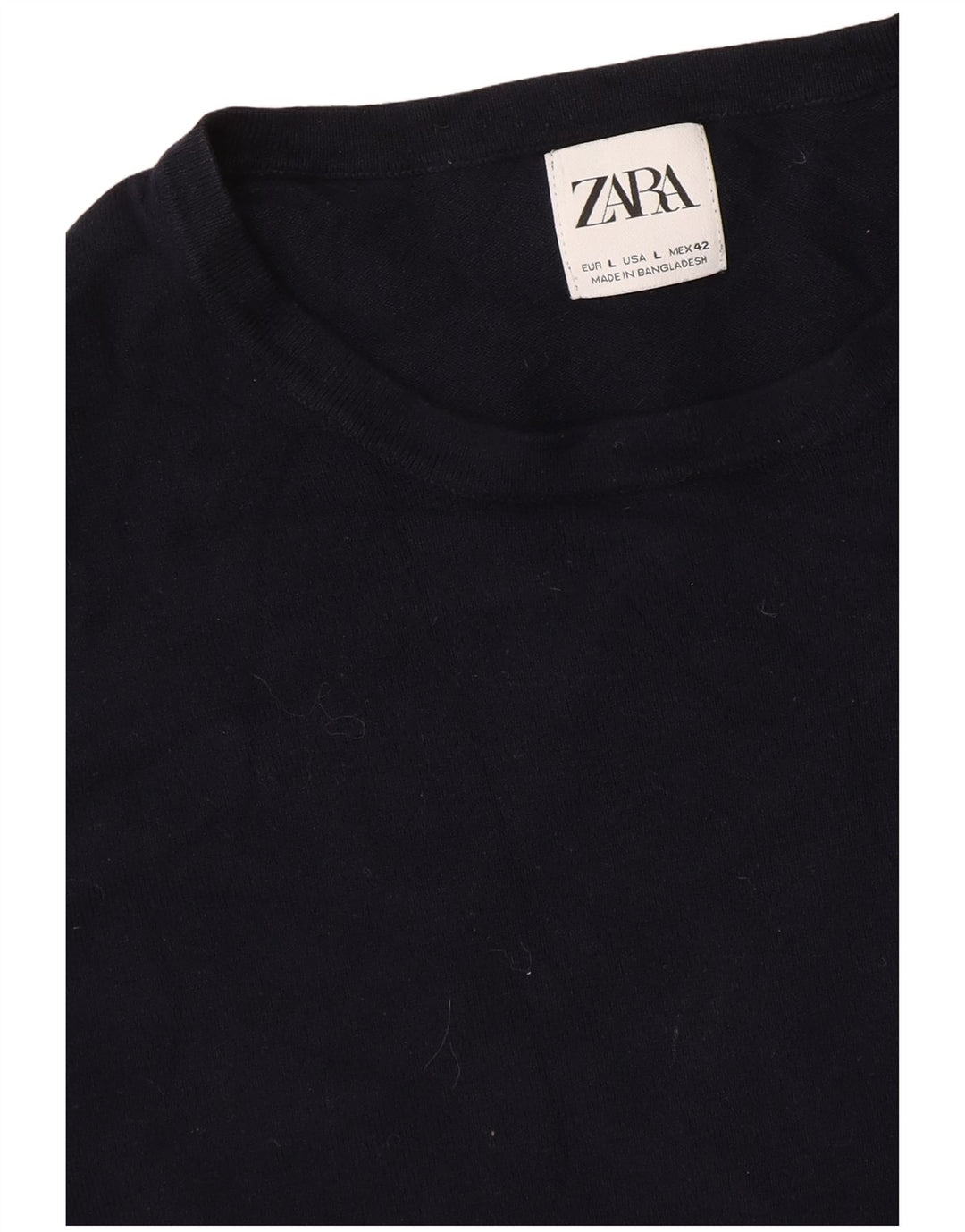 Zara Herren-Pullover mit Rundhalsausschnitt, Größe L, Marineblau