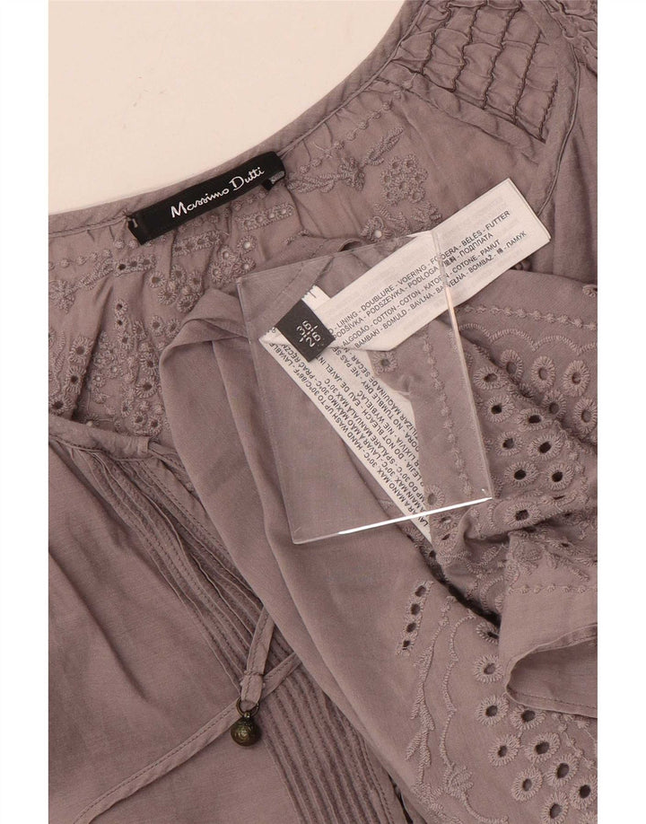 Massimo Dutti Damen Übergroßes Etuikleid EU 36 XS Grau geblümte Baumwolle
