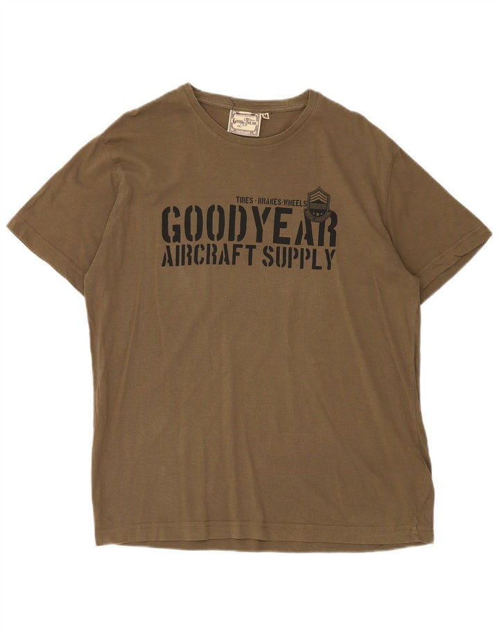 GOOD YEAR Herren-T-Shirt mit Grafik, mittlere Khaki-Baumwolle
