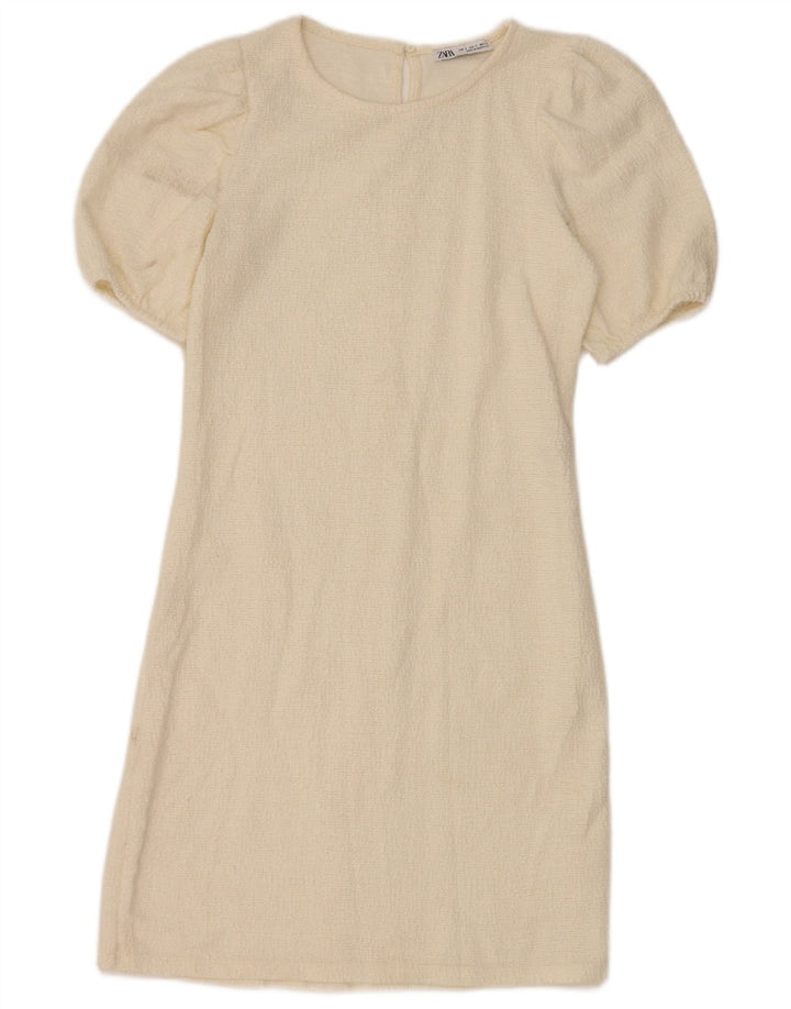 Zara Damen Etuikleid UK 8 Small Weiße Baumwolle