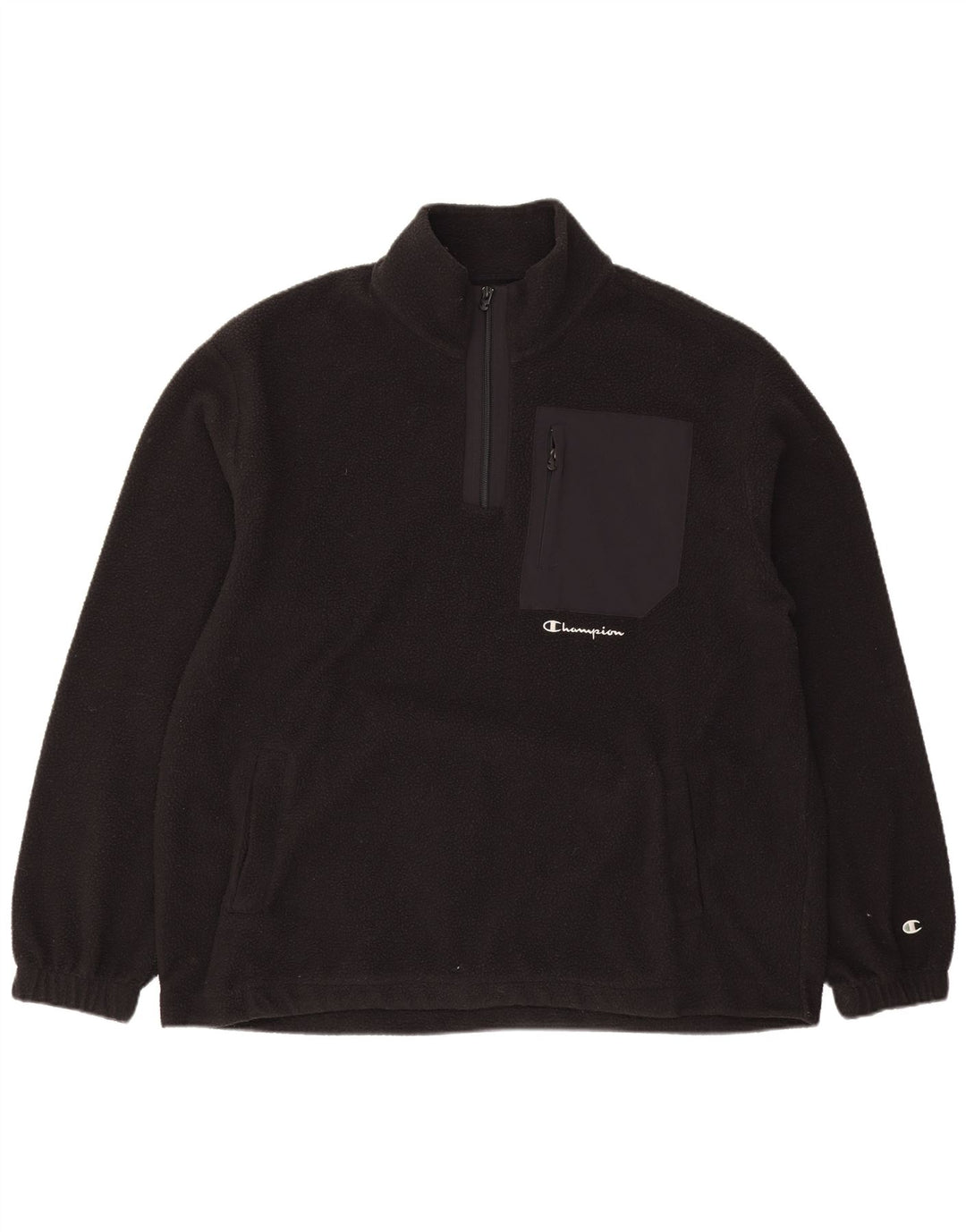 Champion Herren-Fleecepullover mit Reißverschluss, Größe L, Schwarz, Polyester