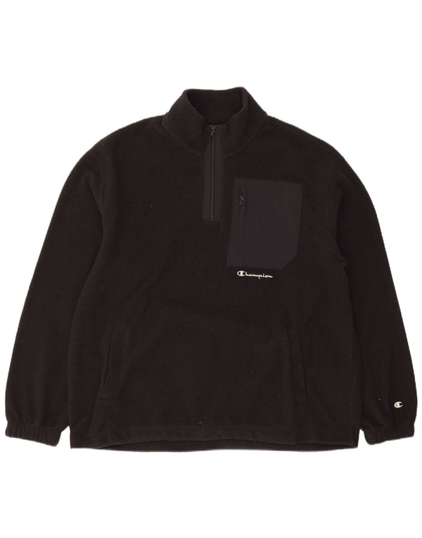 Champion Herren-Fleecepullover mit Reißverschluss, Größe L, Schwarz, Polyester