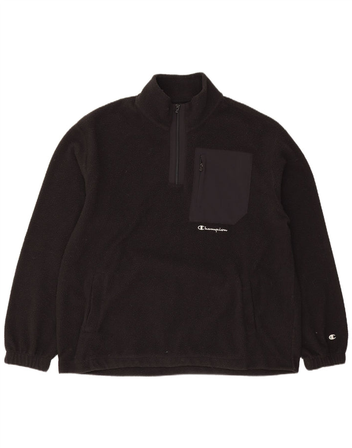 Champion Herren-Fleecepullover mit Reißverschluss, Größe L, Schwarz, Polyester