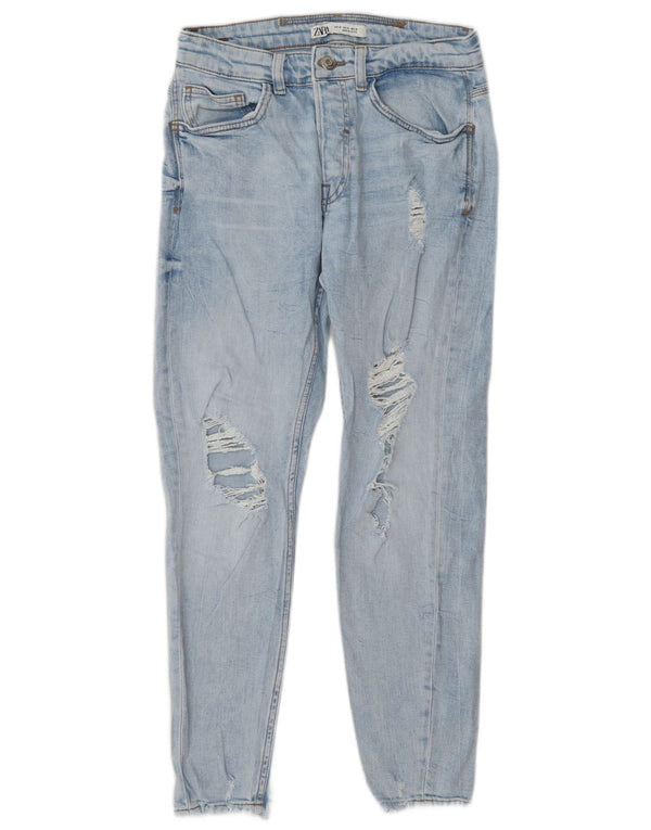 Zara Herren Distressed Slim Jeans EU 38 Small W30 L27 Blau