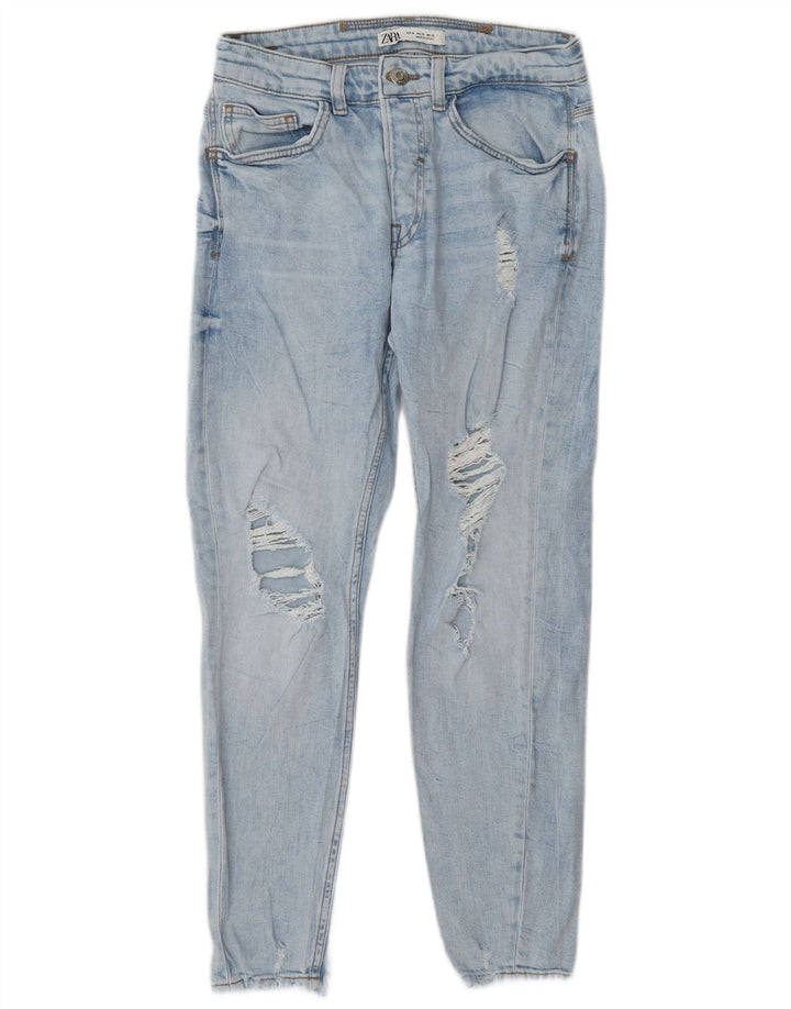 Zara Herren Distressed Slim Jeans EU 38 Small W30 L27 Blau