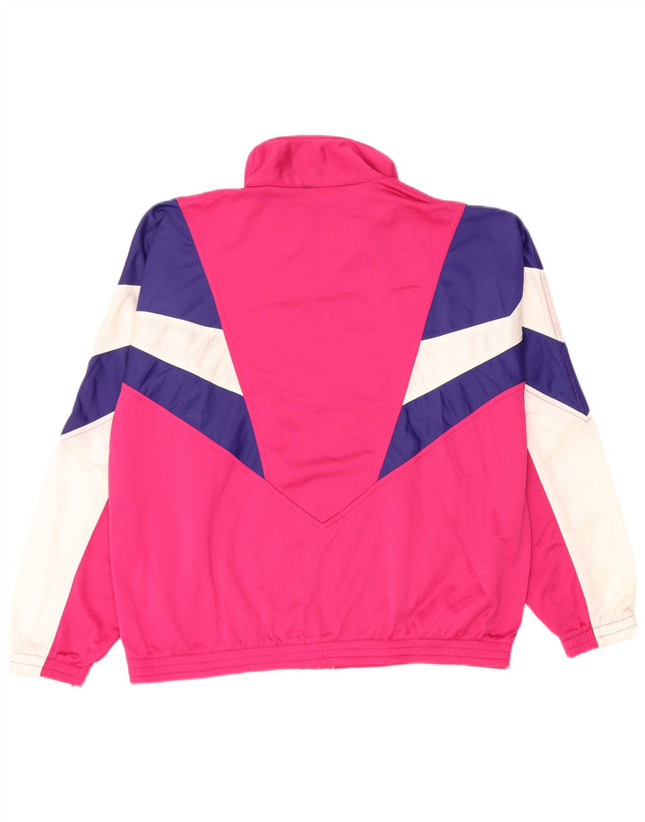 Ellesse Damen-Trainingsanzug-Top-Jacke, UK 14, mittelrosa, Farbblock-Retro