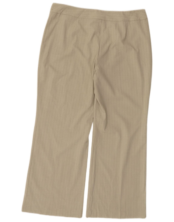 Marks & Spencer Womens Casual Trousers UK 16 Large W34 L28 Beige Pinstripe