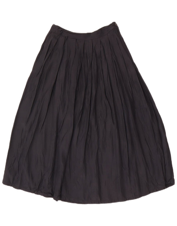 Stefanel Damen-Faltenrock mit hoher Taille, Größe 42, mittelgroß, W26, schwarze Viskose