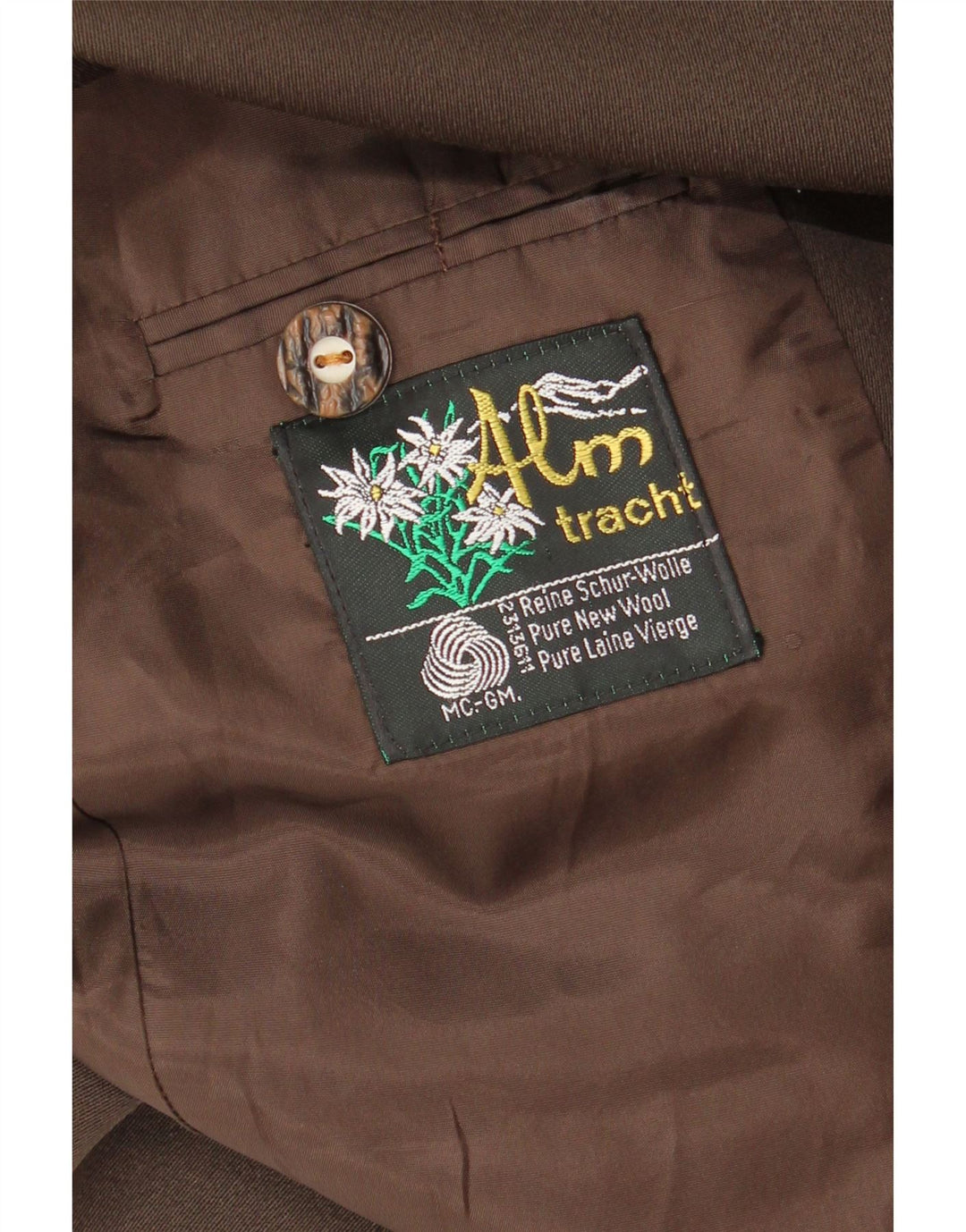 Vintage Herren 3-Knopf-Blazerjacke UK 38 Mittelbraune Wolle