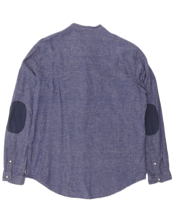 Zara Mens Super Slim Fit Pullover Shirt XL Blue Cotton