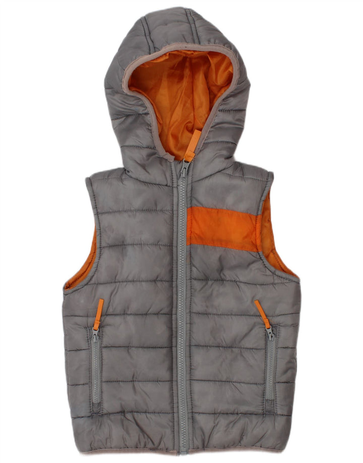 BENCH Wattierte Weste für Jungen mit Kapuze, 2–3 Jahre, graues Colourblock-Polyester
