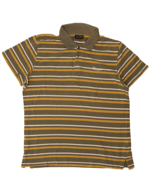 Wrangler Herren Poloshirt 2XL Khaki gestreift
