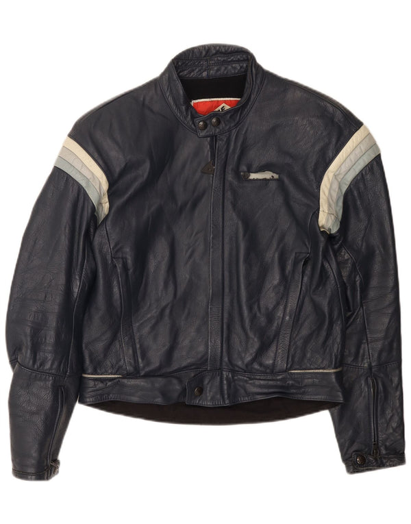 Dainese Herren-Leder-Racer-Jacke IT 50 Medium Navy Blue Colourblock