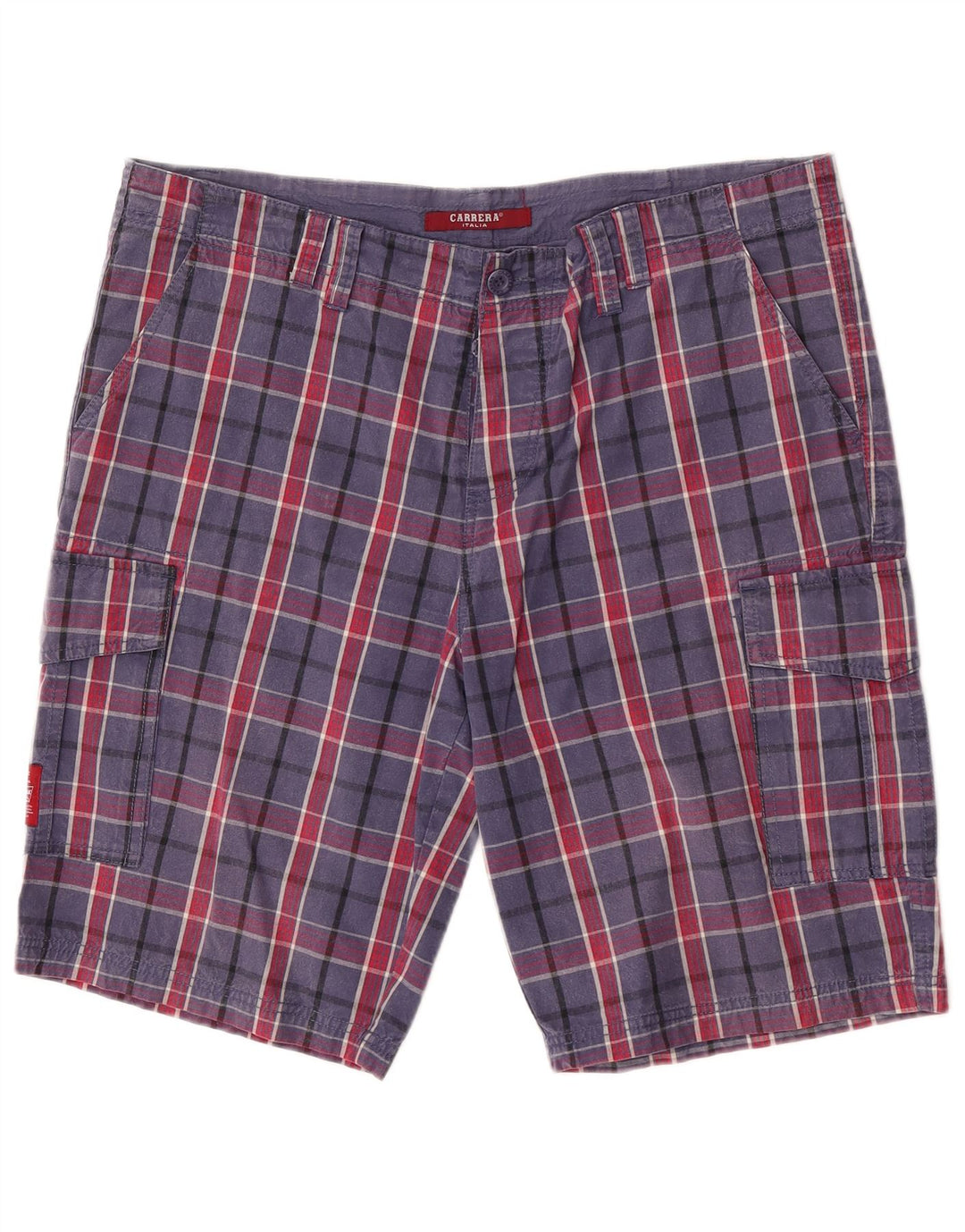 Carrera Herren Cargo-Shorts W38 XL Blau karierte Baumwolle