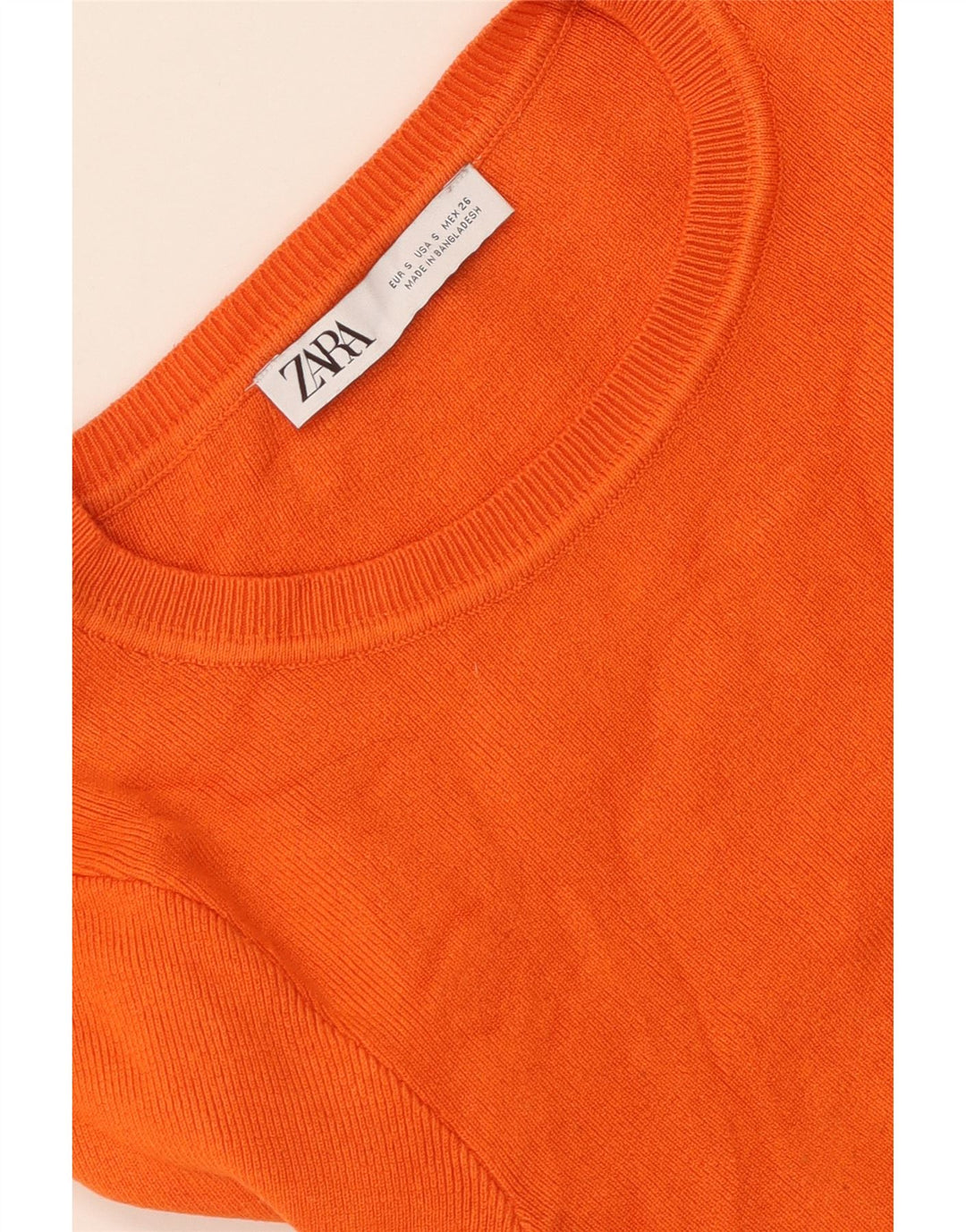 Zara Damen Crop Crew Neck Pullover Pullover UK 8 Small Orange