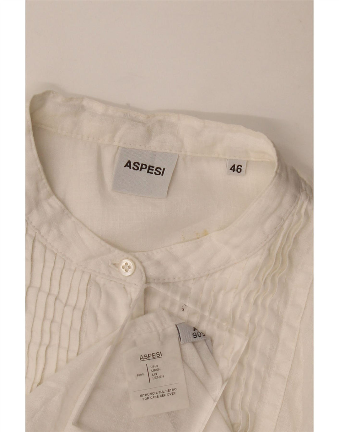 Aspesi Damen Smokinghemd IT 46 Large Weiß Leinen