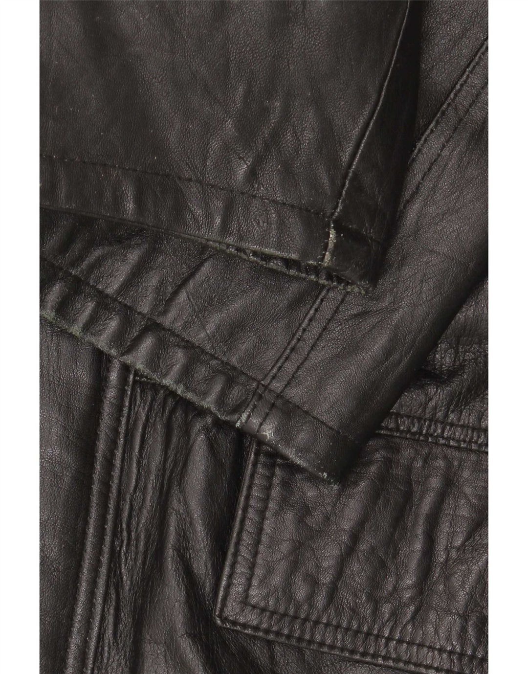 Vintage Herren Ledermantel IT 48 Medium Schwarz