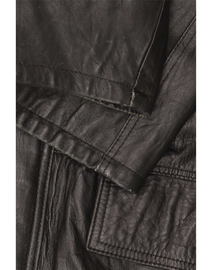 Vintage Herren Ledermantel IT 48 Medium Schwarz