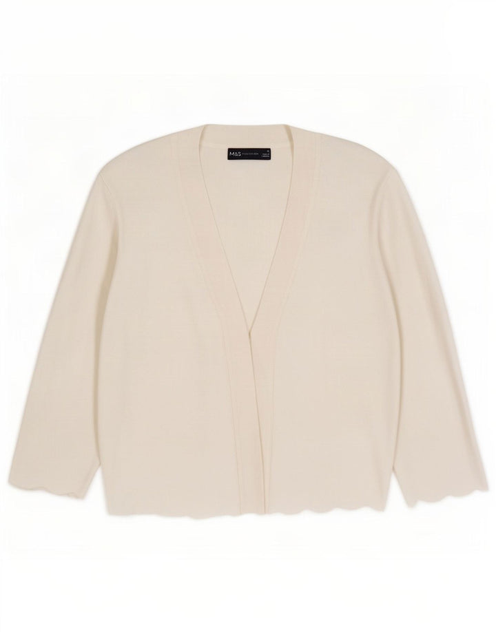 Marks & Spencer Offener Damen-Cardigan-Pullover UK 12 Mittelweiße Viskose