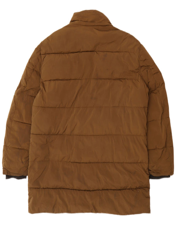 Zara Herren gepolsterter Mantel UK 38 Medium Khaki Nylon Biker
