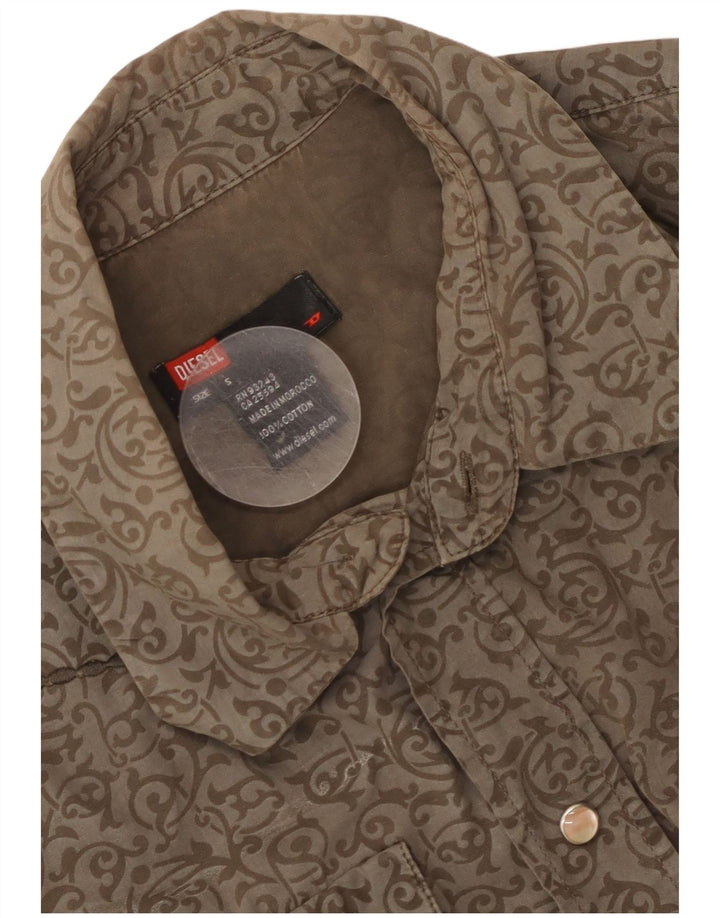 Diesel Herrenhemd, kleine braune Paisley-Baumwolle