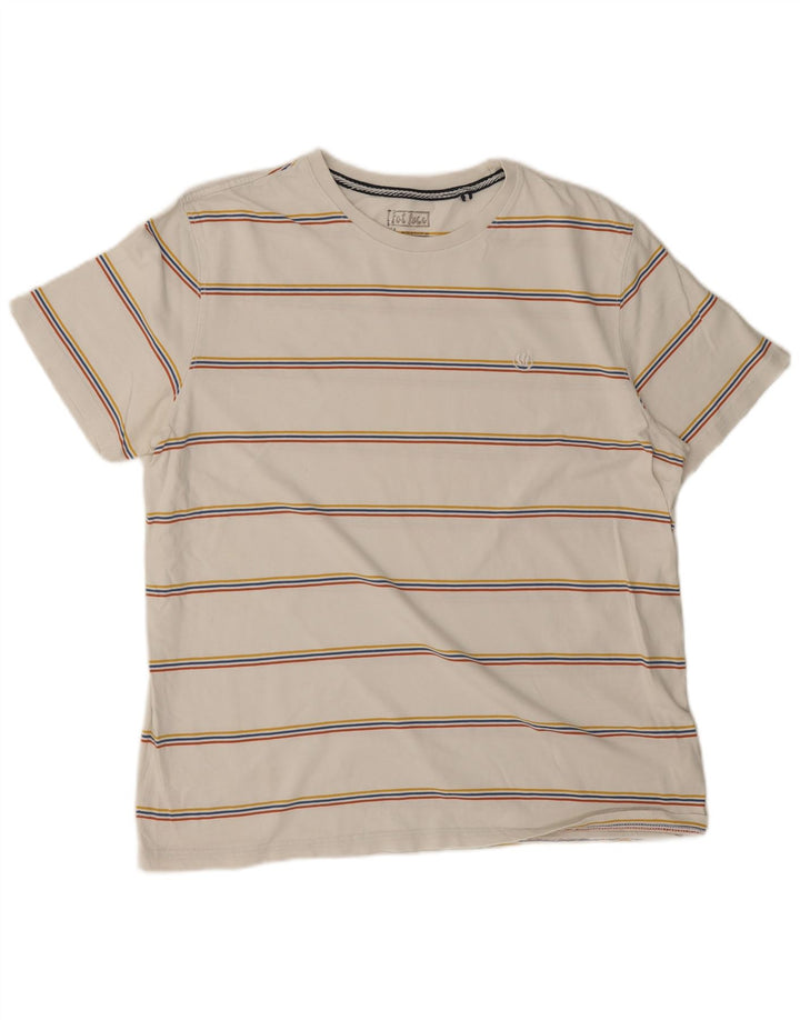 Fat Face Herren T-Shirt Top XL weiß gestreift aus Baumwolle