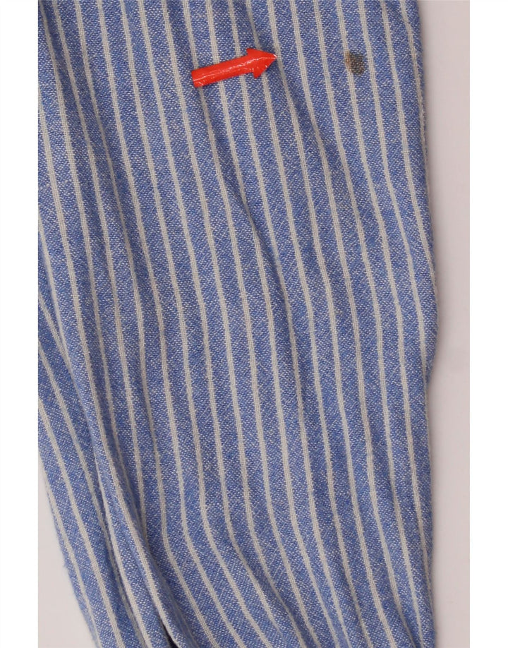 Crew Clothing Herrenhemd Mittelblaues Nadelstreifen-Leinen