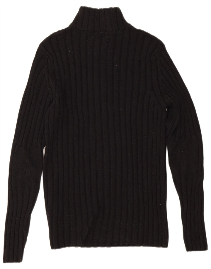 Rifle Herren-Pullover mit Reißverschluss am Hals, mittelschwarze Wolle