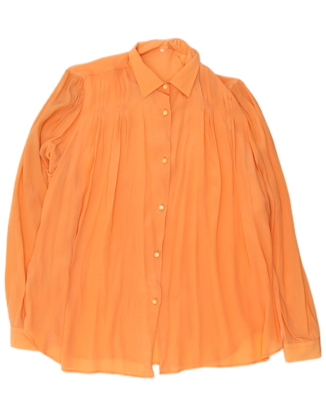 Vintage Damen Relaxed Fit Durchsichtige Hemdbluse EU 40 Mittelorange
