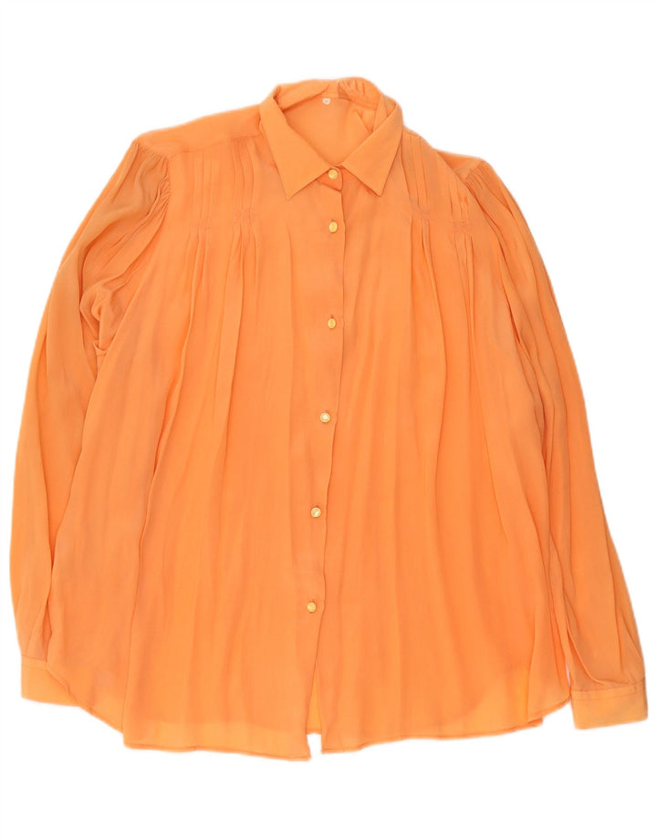 Vintage Damen Relaxed Fit Durchsichtige Hemdbluse EU 40 Mittelorange