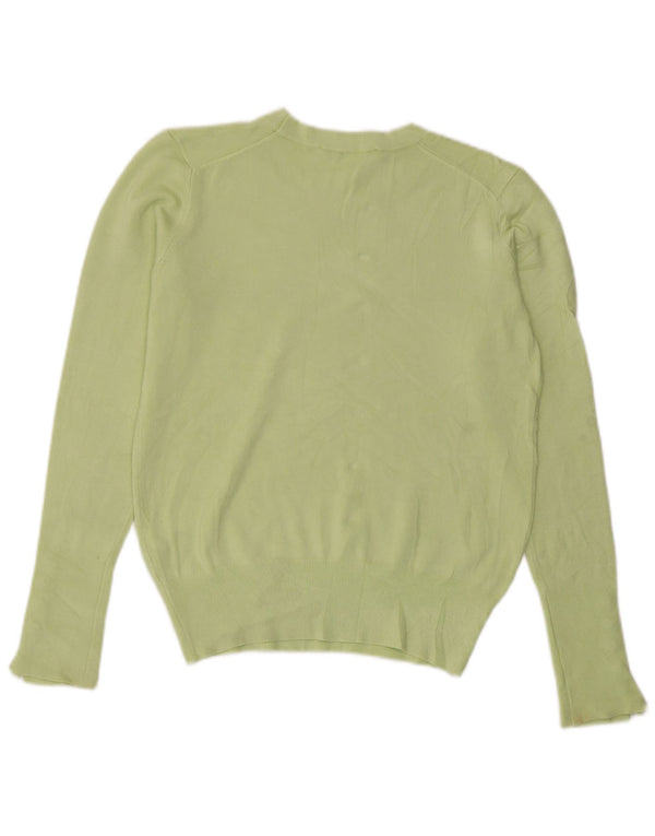 Zara Damen Crop Crew Neck Pullover Pullover UK 12 Mittelgrüne Viskose