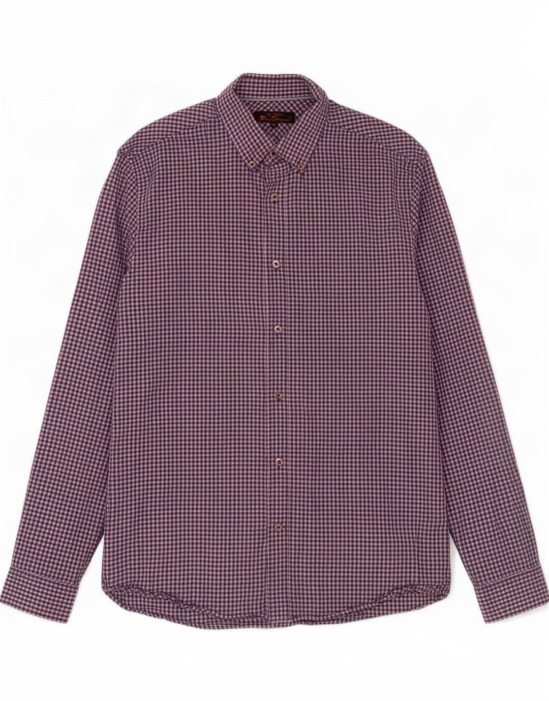 Ben Sherman Herrenhemd, Größe 15 1/2, mittelblaue Gingham-Baumwolle