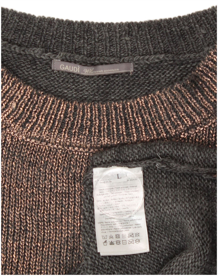 Gaudi Damen-Pullover mit kurzen Ärmeln und Rundhalsausschnitt, Gr. 14, Grau