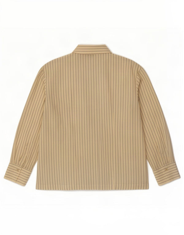 Marks & Spencer Damen-Hemdbluse in Wickeloptik, Gr. 40, Größe L, Beige, Nadelstreifen