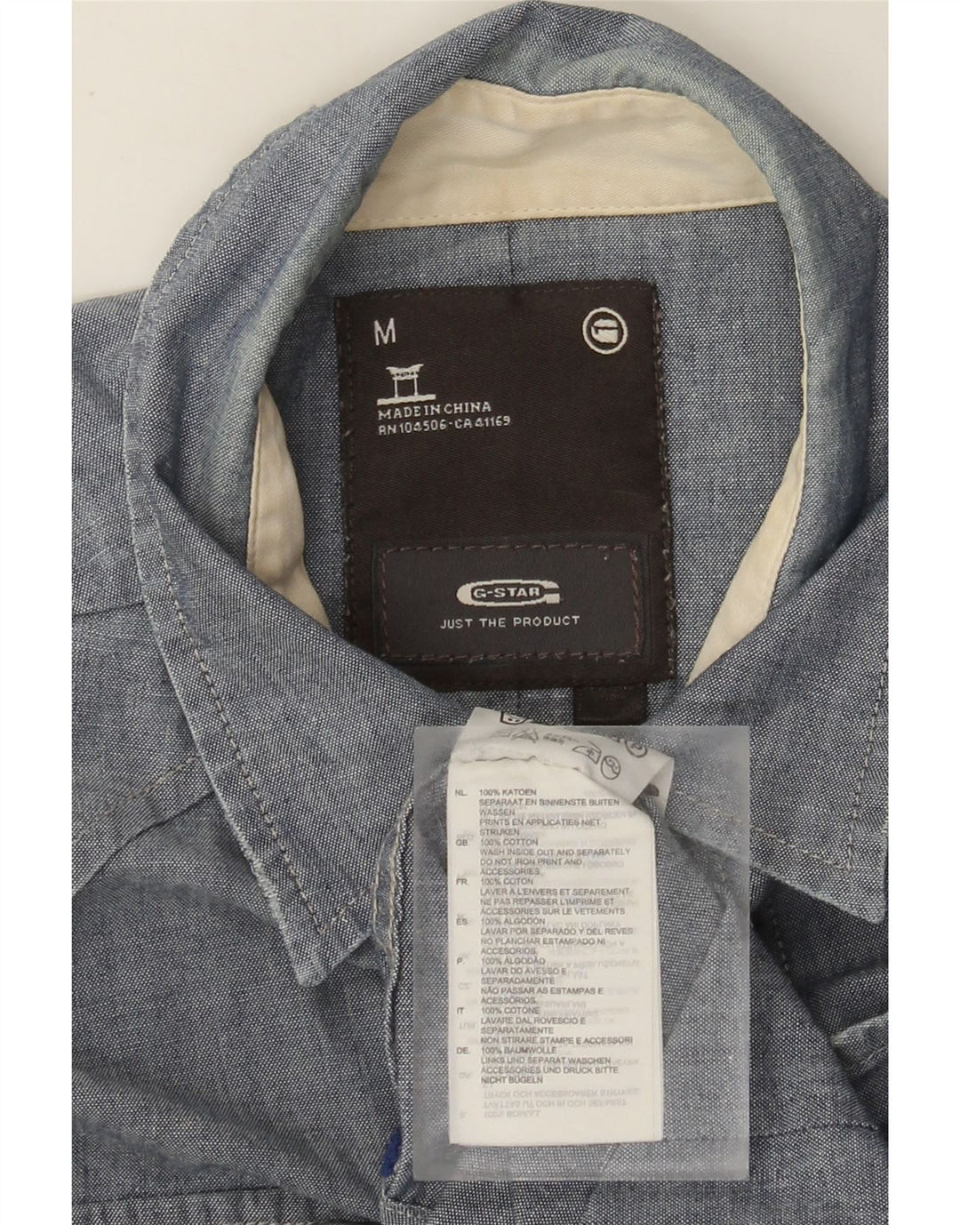 G-Star Herren 3301 Militärhemd mittelblaue Baumwolle