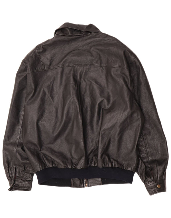 Vintage Mens Leather Jacket UK 42 XL Black Leather