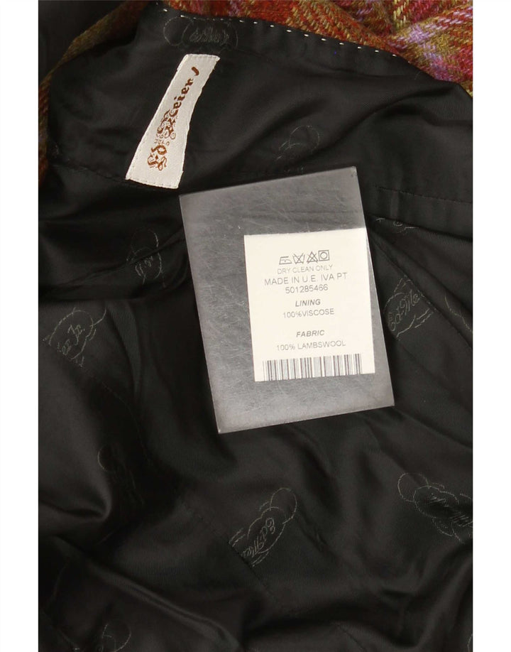 Vintage Damen 3-Knopf-Blazerjacke IT 50 XL Mehrfarbig kariert
