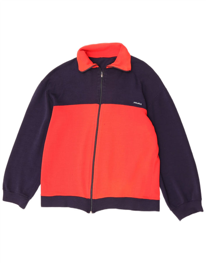 Vintage Herren-Trainingsanzug-Oberteil, Jacke, klein, rot, Farbblock