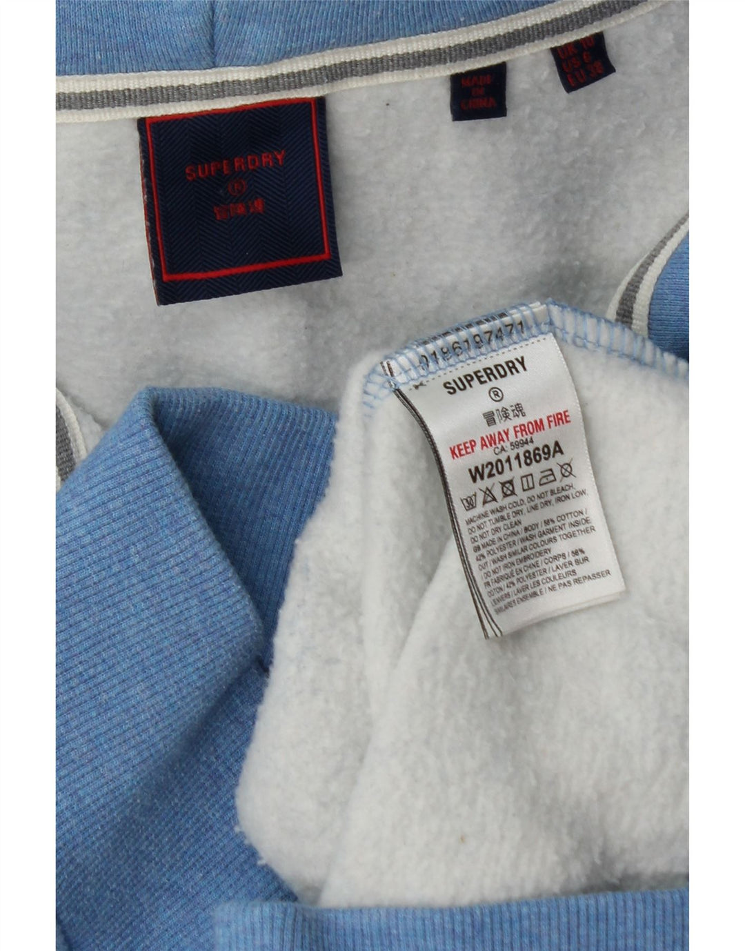 SUPERDRY Damen-Kapuzenpullover mit Reißverschluss, Gr. 10, Größe S, Blau, Baumwolle
