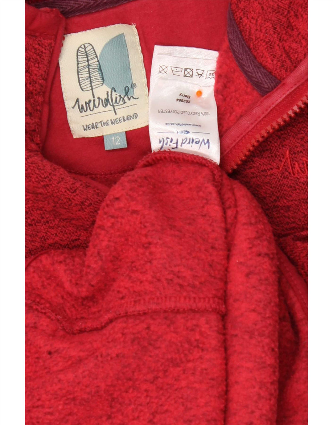 Weird Fish Damen-Sweatshirt mit Reißverschluss am Hals, Gr. 12, mittelrot gefleckt