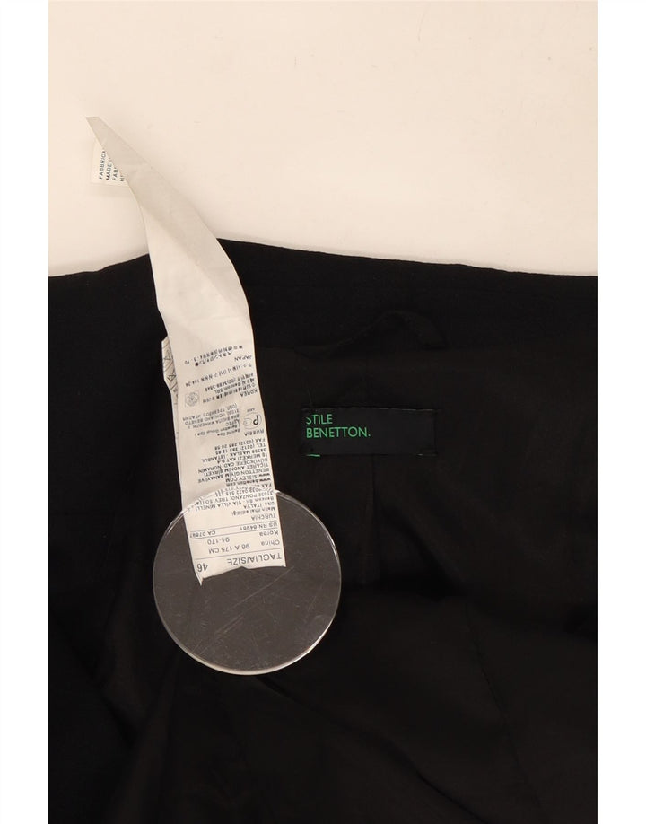 Benetton Damen 2-Knopf-Blazerjacke IT 46 Large Schwarze Viskose