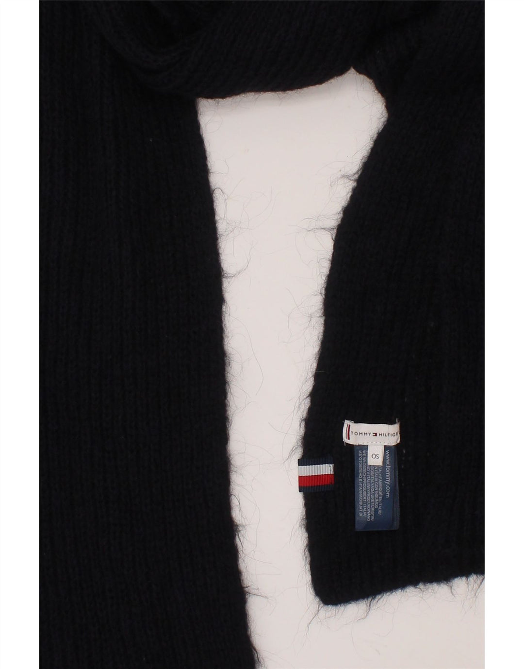 TOMMY HILFIGER Womens Rectangle Scarf One Size Navy Blue Polyamide Vintage Tommy Hilfiger and Second-Hand Tommy Hilfiger from Messina Hembry 
