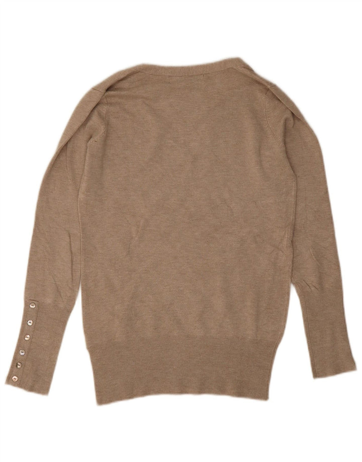 Zara Damen-Pullover mit V-Ausschnitt, Gr. 10, Größe S, Beige, Viskose