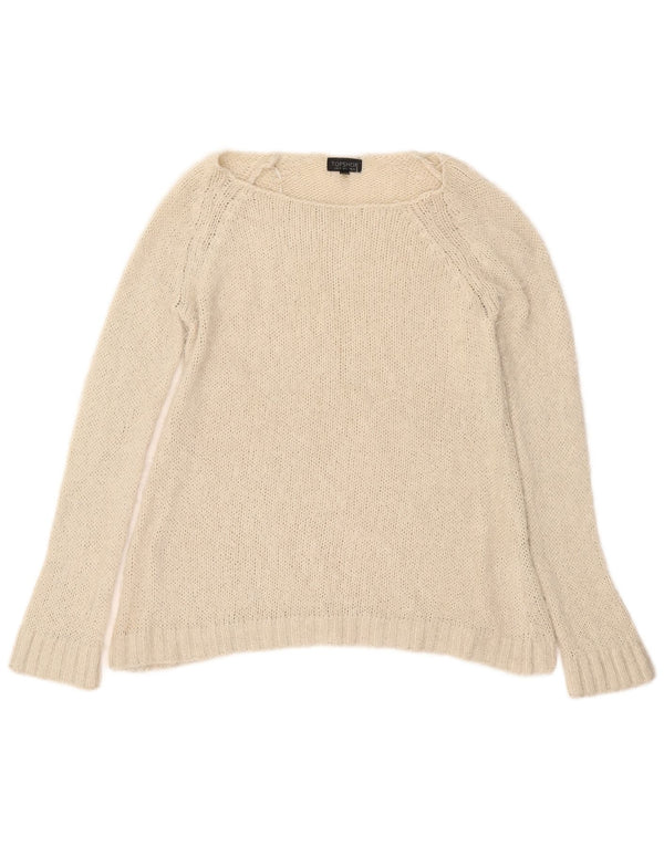 Topshop Womens Oversized Boat Neck Jumper Sweater UK 10 Small Off White