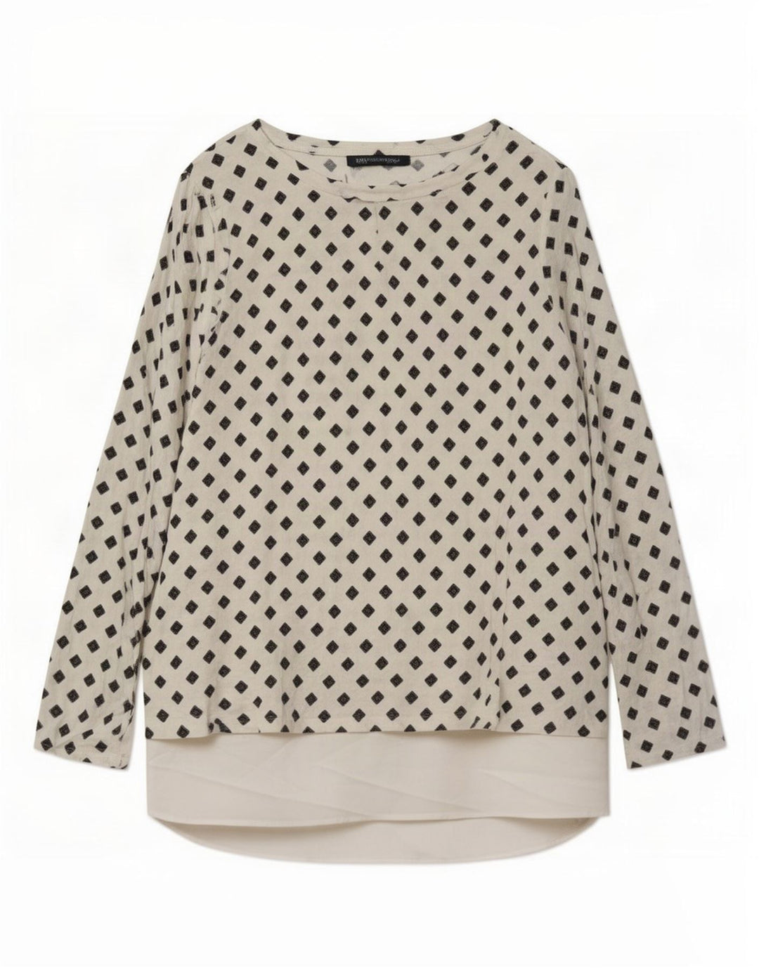 Marks & Spencer Damen Langarm-Tunika-Oberteil UK 16 Large Weiß Geometrisch