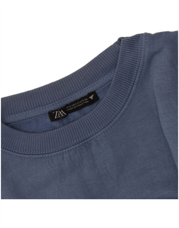 ZARA Damen Übergroßer Crop-Sweatshirt-Pullover UK 10 Small Blau