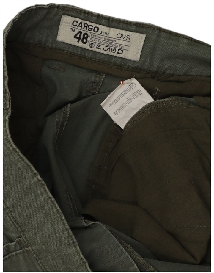 OVS Herren Slim Cargohose IT 48 Medium W34 L33 Grüne Baumwolle
