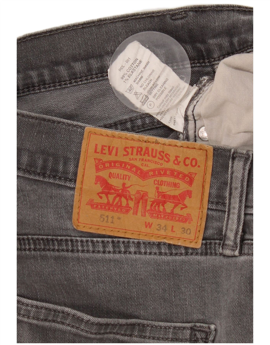 Levi's Herren 511 Slim Jeans W34 L30 Graue Baumwolle